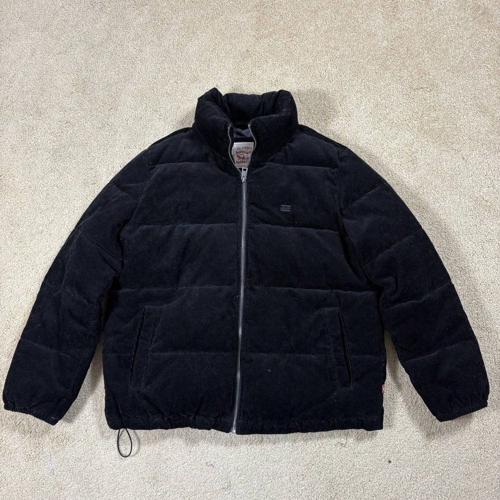 Levi's Jacket Men's Large Black Corduroy Puffer Zip Up Quilt Insulated Jacket